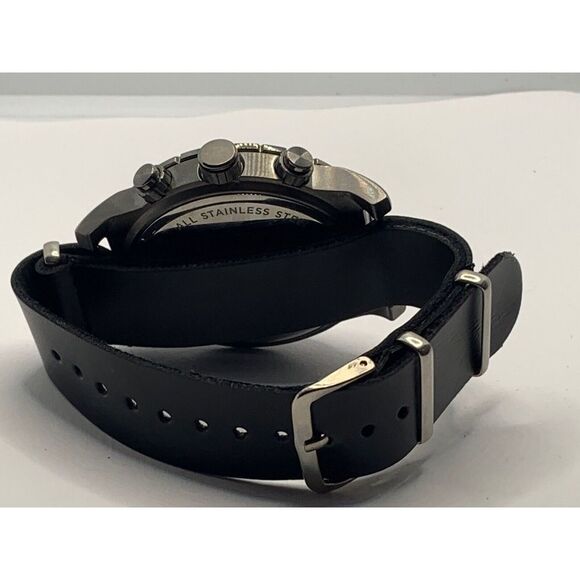 Fossil CH3069 Men Black Leather Analog Gray Dial Quartz Genuine Wrist Watch NA35 - Picture 9 of 11